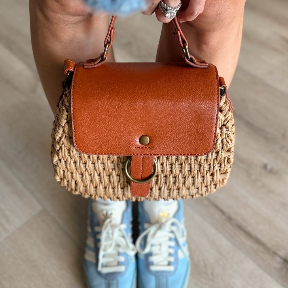 Harbor Woven Straw Crossbody | Boho Convertible Bag with Top Handle